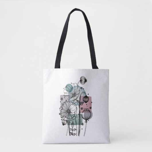 Papavers donker in inkt en Waterverf Tote Bag (Voorkant)