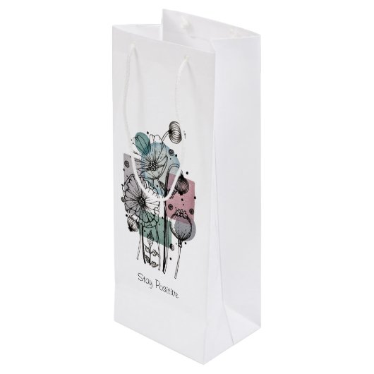 Papavers donker in inkt en Waterverf Wijn Cadeautas (Achterkant Gekanteld)