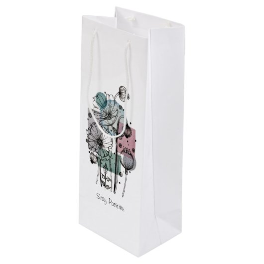 Papavers donker in inkt en Waterverf Wijn Cadeautas (Voorkant Gekanteld)