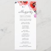 Papavers. Elegant waterverf red florale bruiloft Programmakaart (Achterkant)