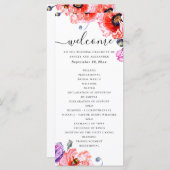 Papavers. Elegant waterverf red florale bruiloft Programmakaart (Voorkant / Achterkant)