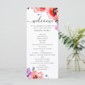 Papavers. Elegant waterverf red florale bruiloft Programmakaart (Staand voorkant)