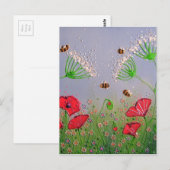 Papavers en bijen briefkaart (Voorkant / Achterkant)