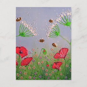Papavers en bijen briefkaart