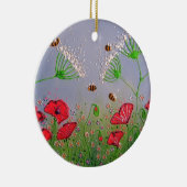 Papavers en bijen keramisch ornament (Rechts)