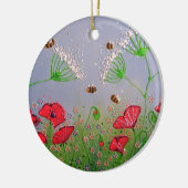 Papavers en bijen keramisch ornament (Links)