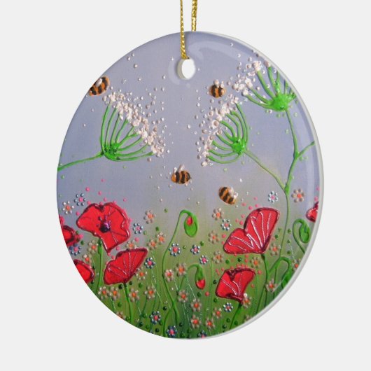 Papavers en bijen keramisch ornament (Links)