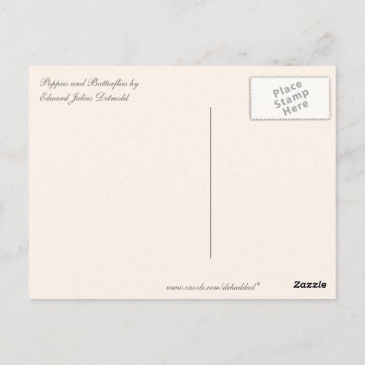  papavers en botervliegen briefkaart (Achterkant)