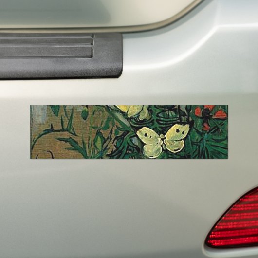 Papavers en botervliegen (F748) Van Gogh Fine Art Bumpersticker (Op auto)