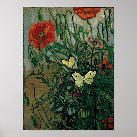 Papavers en botervliegen (F748) Van Gogh Fine Art Poster (Voorkant)