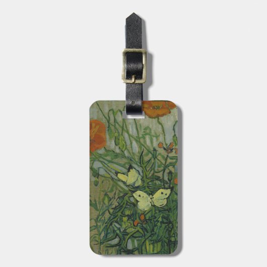 Papavers en botervliegen van Vincent Van Gogh Bagagelabel (Voorkant verticaal)