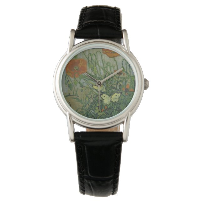 Papavers en botervliegen van Vincent Van Gogh Horloge (Voorkant)