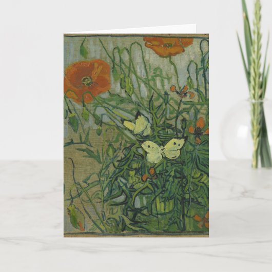 Papavers en botervliegen van Vincent Van Gogh Kaart (Voorkant)