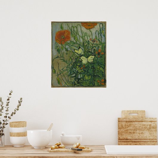 Papavers en botervliegen van Vincent Van Gogh Poster (Keuken)