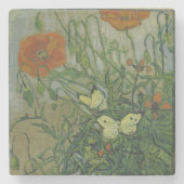 Papavers en botervliegen van Vincent Van Gogh Stenen Onderzetter (Voorkant)