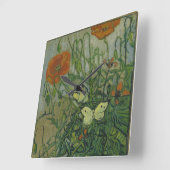 Papavers en botervliegen van Vincent Van Gogh Vierkante Klok (Hoek)