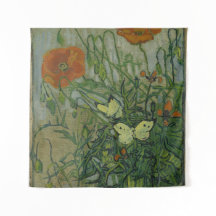 Papavers en botervliegen van Vincent Van Gogh