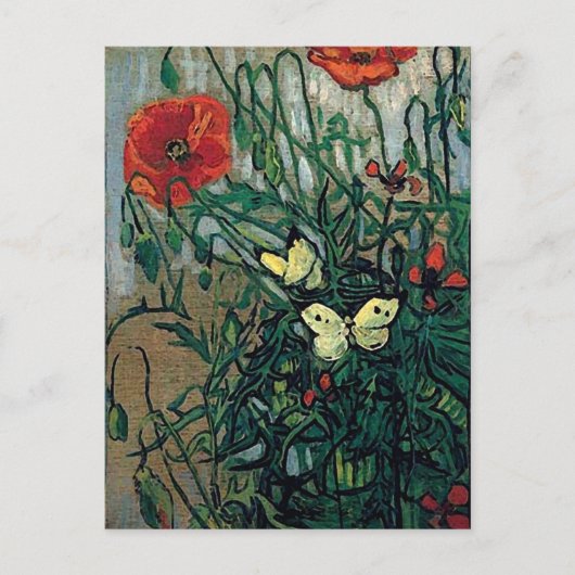 Papavers en Butterflies Van Gogh Fine Art Briefkaart (Voorkant)