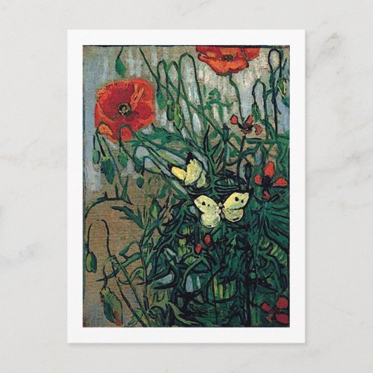 Papavers en Butterflies Van Gogh Fine Art Briefkaart (Voorkant)