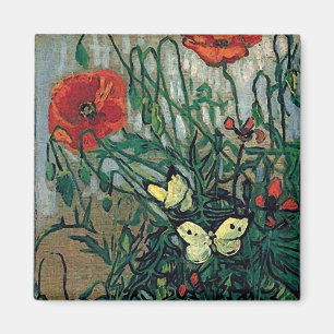 Papavers en Butterflies Van Gogh Fine Art Magneet