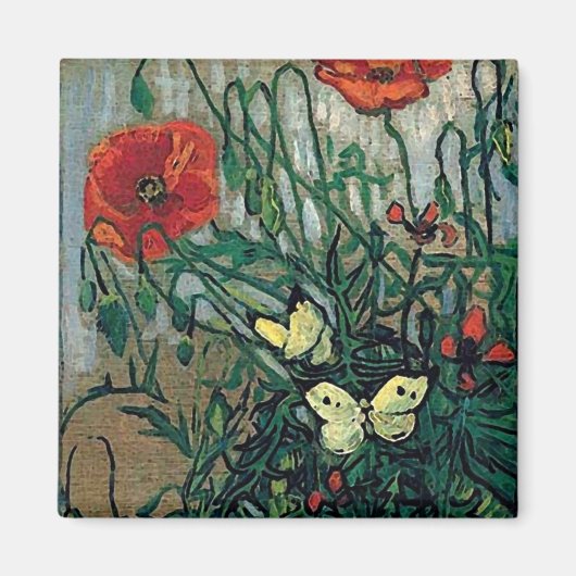 Papavers en Butterflies Van Gogh Fine Art Magneet (Voorkant)