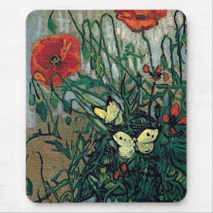 Papavers en Butterflies Van Gogh Fine Art Muismat