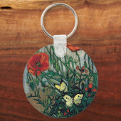 Papavers en Butterflies Van Gogh Fine Art Sleutelhanger (Voorkant)