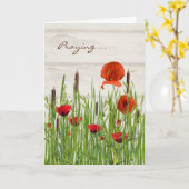 Papavers en Cattails die denken aan uw kaart (Gele Bloem)