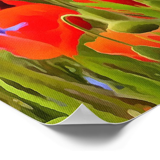 Papavers en cornbloemen Realistisch landschapskuns Poster (Hoek)