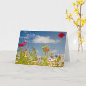 Papavers en de Kaart van de Verjaardag Wildflowers (Gele Bloem)