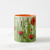 papavers en kattails tweekleurige koffiemok (Center)
