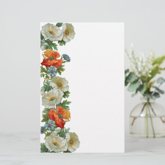 Papavers en korenbloemen Floral Art Stationery Briefpapier (Staand voorkant)