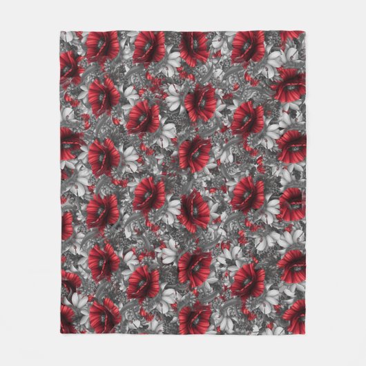 Papavers en Lady Bug Fleece Deken (Voorkant)