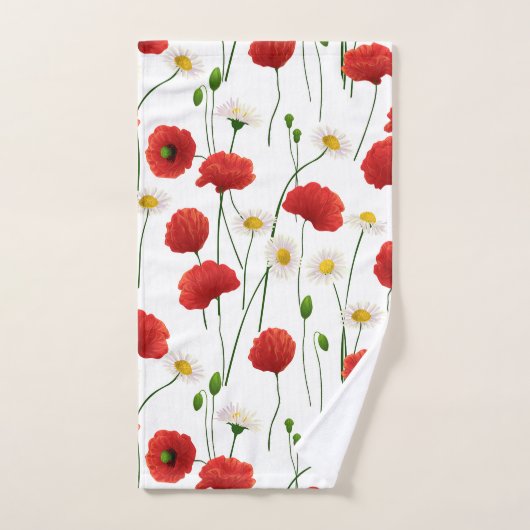 Papavers en mazen bad handdoek (Handdoek)