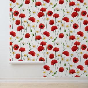 Papavers en mazen behang