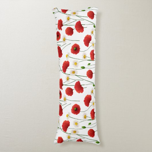 Papavers en mazen lichaamskussen (Voorkant Verticaal)