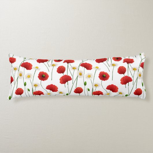 Papavers en mazen lichaamskussen (Voorkant)