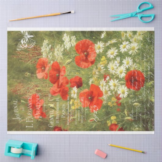 papavers en mazen met Ephemera Tissuepapier (Craft)