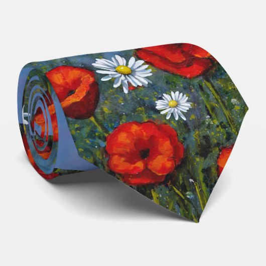 Papavers en mazen, oorspronkelijke schilderijen, k stropdas (Opgerold)