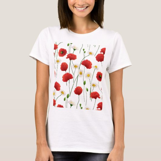 Papavers en mazen t-shirt (Voorkant)