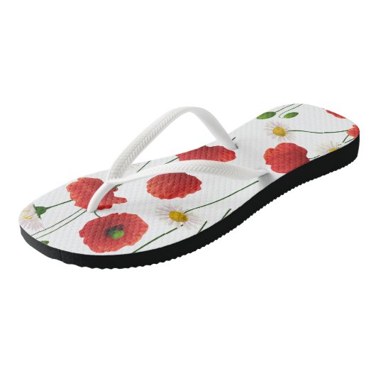 Papavers en mazen teenslippers (Schuin)