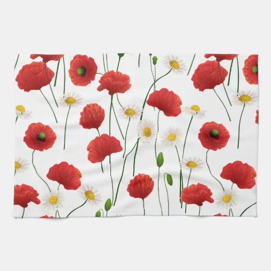 Papavers en mazen theedoek (Horizontaal)