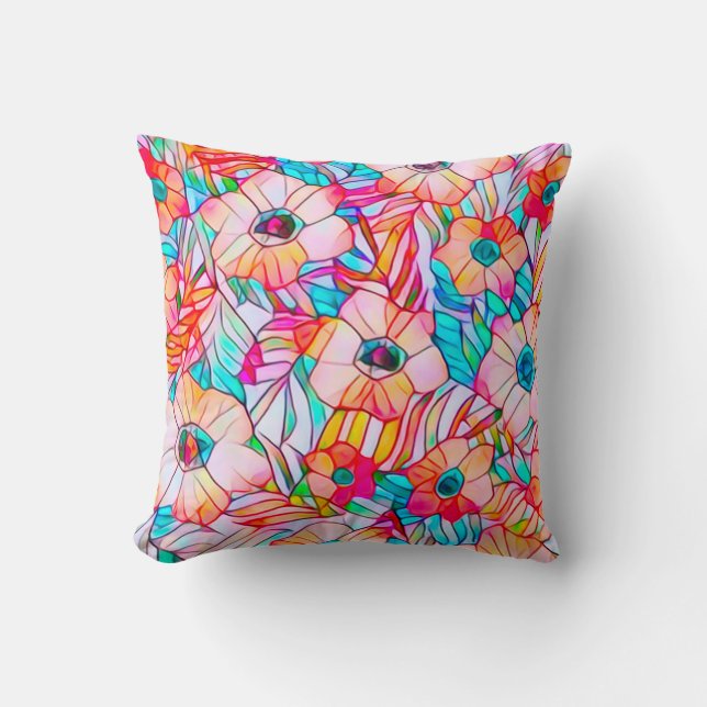 Papavers en palmvaten kussen (Voorkant)