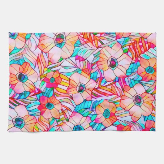 Papavers en palmvaten theedoek (Horizontaal)