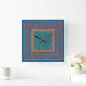 Papavers en papaver Buds op Blue Square Wall Clock Vierkante Klok (Huis)