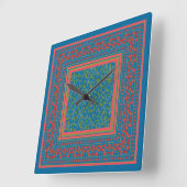 Papavers en papaver Buds op Blue Square Wall Clock Vierkante Klok (Hoek)