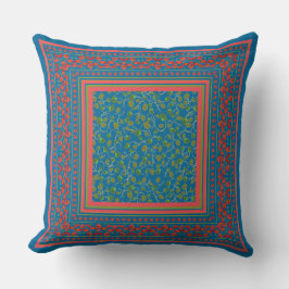 Papavers en papavers op blauwe Pillow of Cushion Kussen