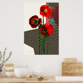 Papavers en patronen poster (Keuken)