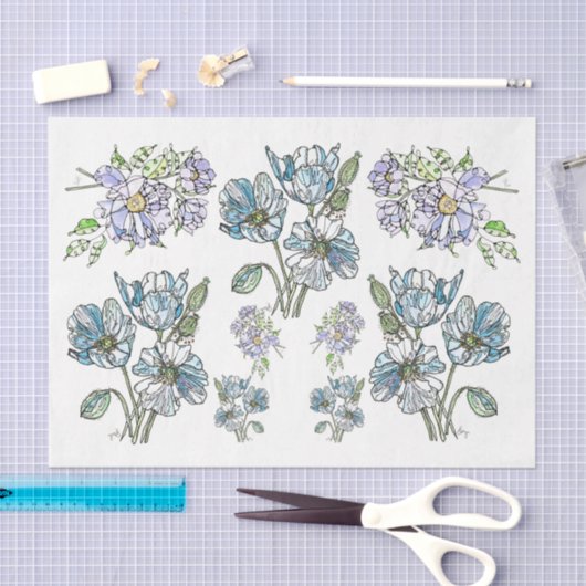 Papavers en pioenen - ontkoppeld tissuepapier (Craft)