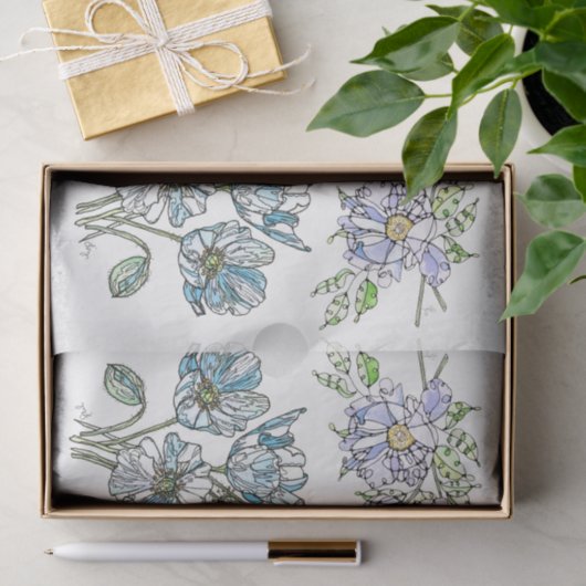 Papavers en pioenen - ontkoppeld tissuepapier (Geschenk)